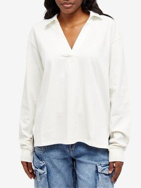 Cream Collared Long Sleeve Top